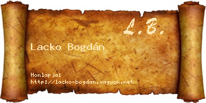 Lacko Bogdán névjegykártya